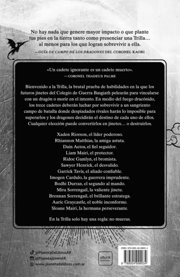 Contraportada El día de la Trilla (Empíreo) Edición con cantos tintados