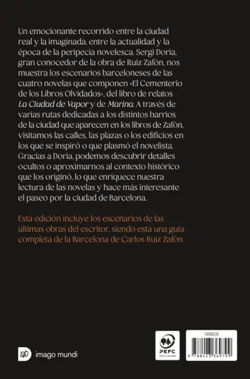 Contraportada La Barcelona de Carlos Ruiz Zafón. Una guía