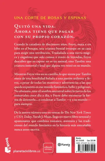Contraportada Una corte de rosas y espinas