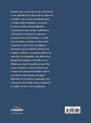 Contraportada Siempre que estoy a punto de conocerme