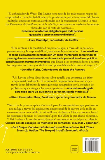 Contraportada Enamórate del problema, no de la solución