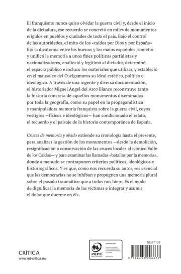 Contraportada Cruces de memoria y olvido