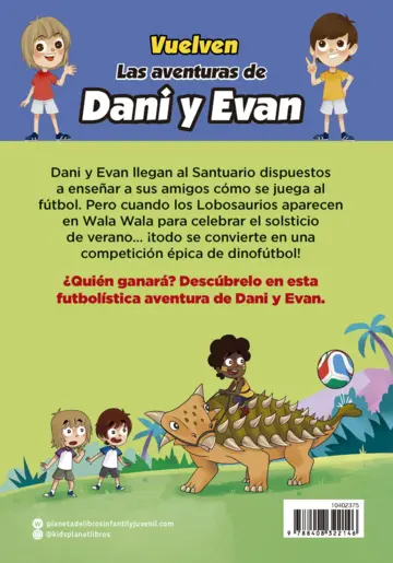 Contraportada Las aventuras de Dani y Evan 15. Mundial jurásico