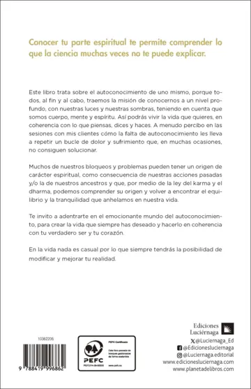 Contraportada Lecciones del alma: sanando el karma con numerología