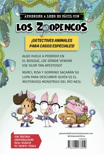 Contraportada Aprende a leer con... Los Detectives Zoopencos 1. El monstruo del río Nesi