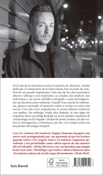 Contraportada Los crímenes del sanatorio (Serie Comisario Reykdal 1)