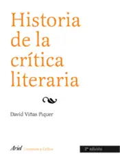 Portada Historia de la critica literaria