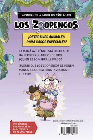 Contraportada Aprende a leer con... Los Detectives Zoopencos 2. El huevo de oro robado