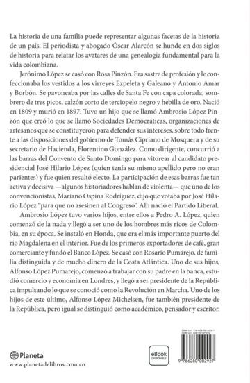 Contraportada Los López en la historia de Colombia