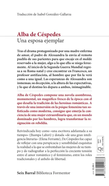 Contraportada Una esposa ejemplar (Ed. Argentina)